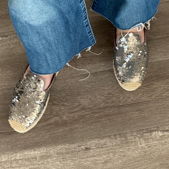 Sam Edelman Kerry espadrille slides pewter sequin - Picture 5 of 9